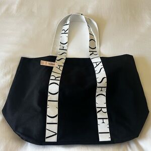 Victoria's Secret Black Tote with White Straps